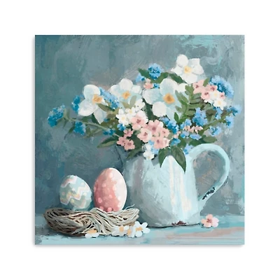 Easter Eggs and Floral Jug Canvas Art Print