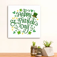 White Happy St. Patrick's Day Canvas Art Print