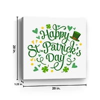 White Happy St. Patrick's Day Canvas Art Print