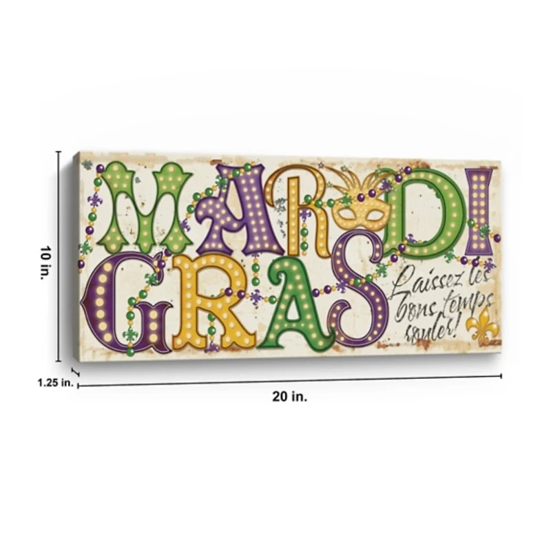 Mardi Gras Mask Canvas Art Print, 20x10 in.