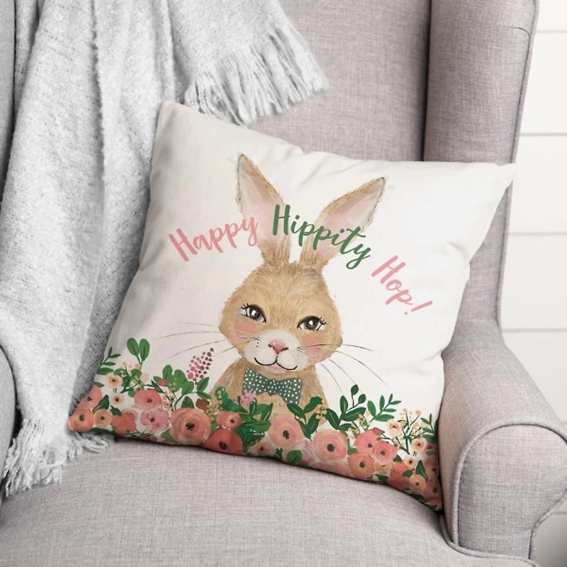 Happy Hippity Hop Bunny Indoor/Outdoor Pillow