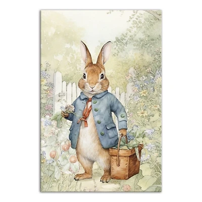 Vintage Garden Bunny Canvas Art Print