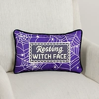 Resting Witch Face Needlepoint Halloween Pillow