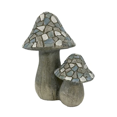 Blue Mosaic Mushrooms Outdoor Statue