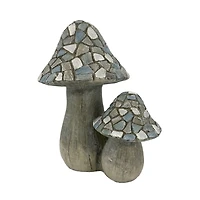 Blue Mosaic Mushrooms Outdoor Statue