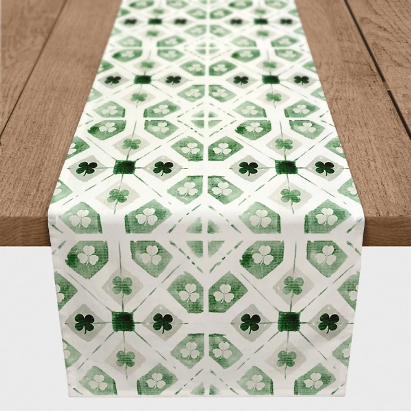 Geometric Shamrock Table Runner, 90 in.