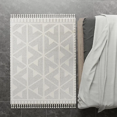 Gray & White Geometric Shag Area Rug, 8x10