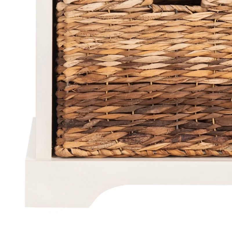 Bench with Woven Storage Baskets