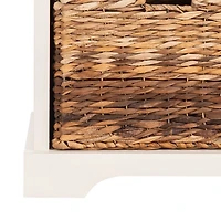 Bench with Woven Storage Baskets