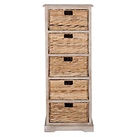 Whitewashed Storage Tower with Woven Baskets