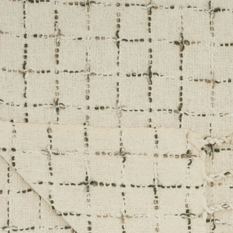 Natural Woven Grid Throw