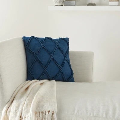 Navy Diamond Lattice Throw Pillow