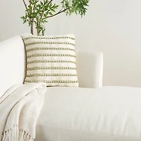 Sage Woven Knotted Stripes Throw Pillow