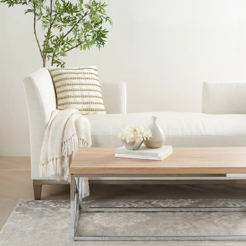 Sage Woven Knotted Stripes Throw Pillow