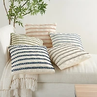Sage Woven Knotted Stripes Throw Pillow
