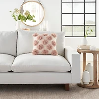Blush Tufted Pom Poms Throw Pillow