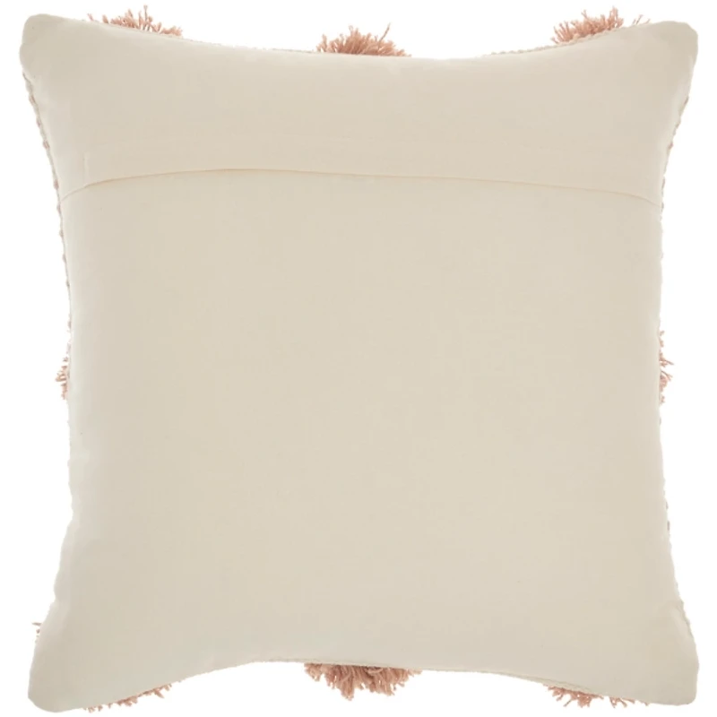 Blush Tufted Pom Poms Throw Pillow