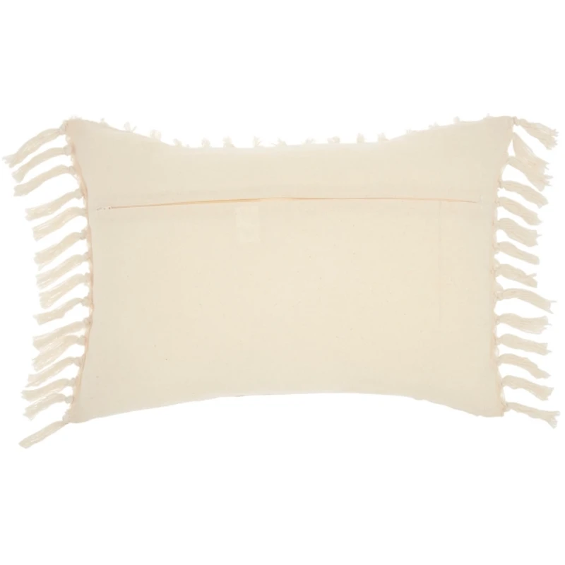 Cream Textured Poms Lumbar Pillow
