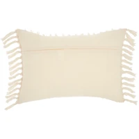Cream Textured Poms Lumbar Pillow