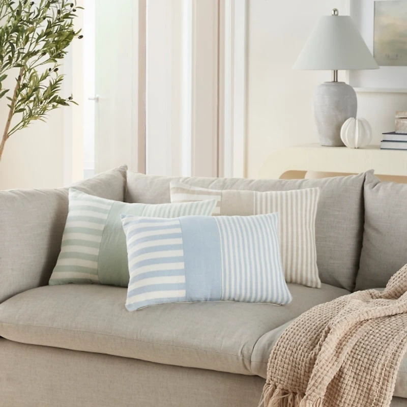 Sage Asymmetrical Stripes Lumbar Pillow