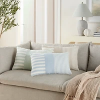 Sage Asymmetrical Stripes Lumbar Pillow