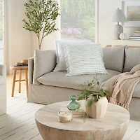 Aqua Handstitched Stripes Throw Pillow