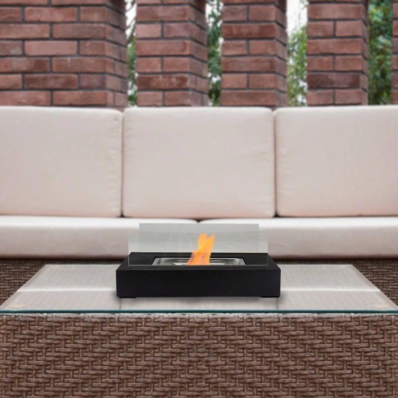 Ventless Tabletop Fireplace on Black Base