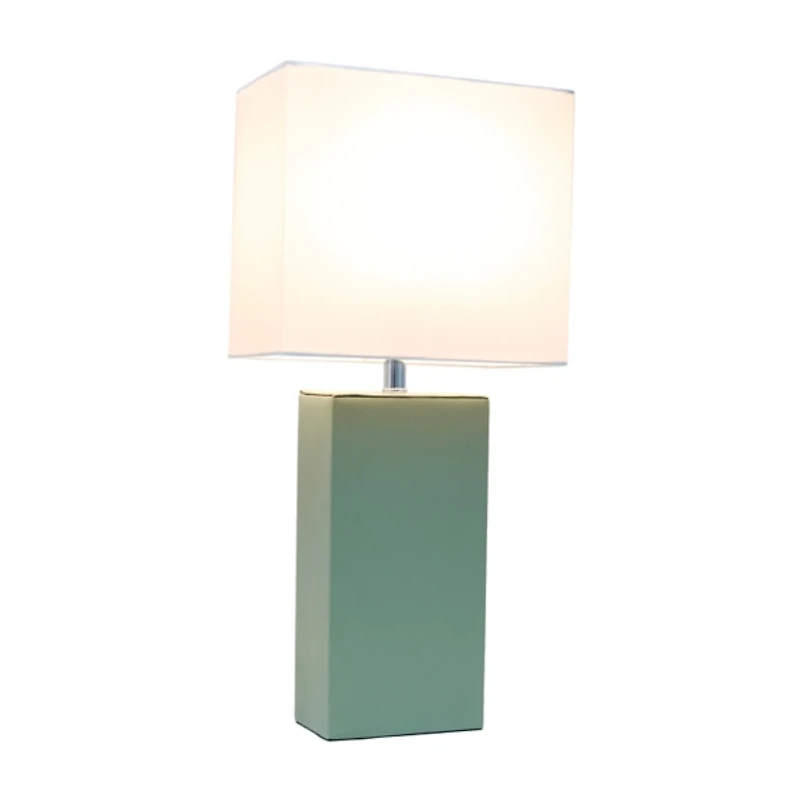 Sage Green Leather Table Lamp