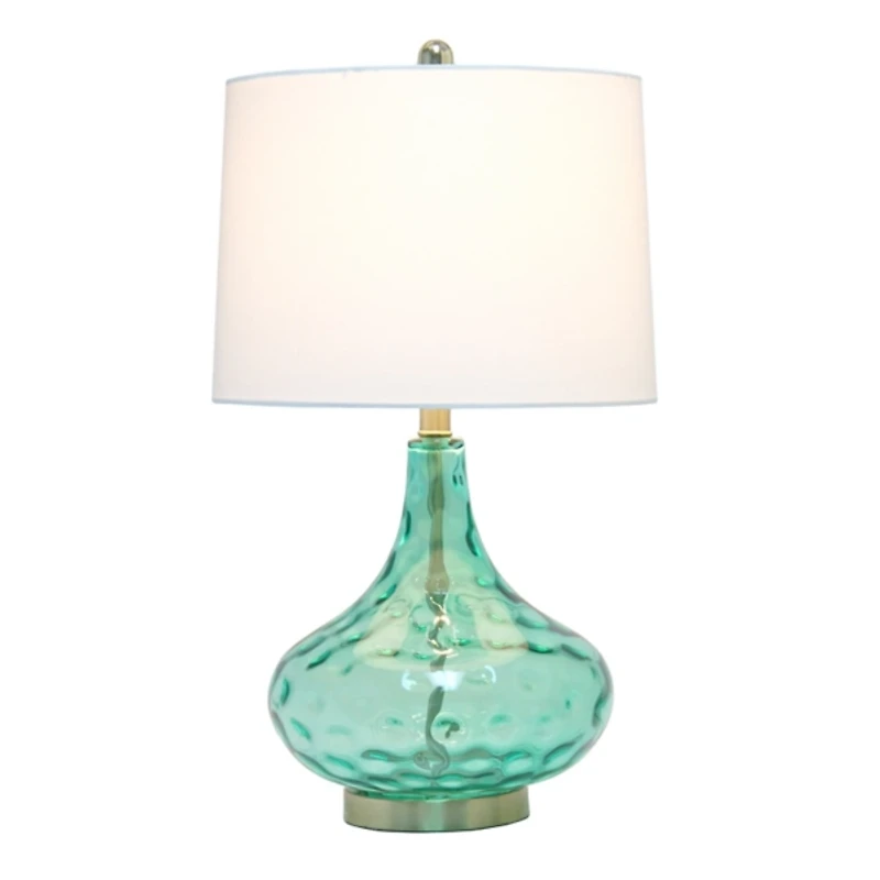 Seafoam Dimpled Glass Teardrop Table Lamp