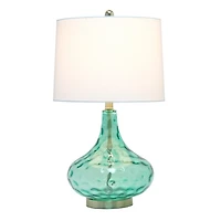 Seafoam Dimpled Glass Teardrop Table Lamp