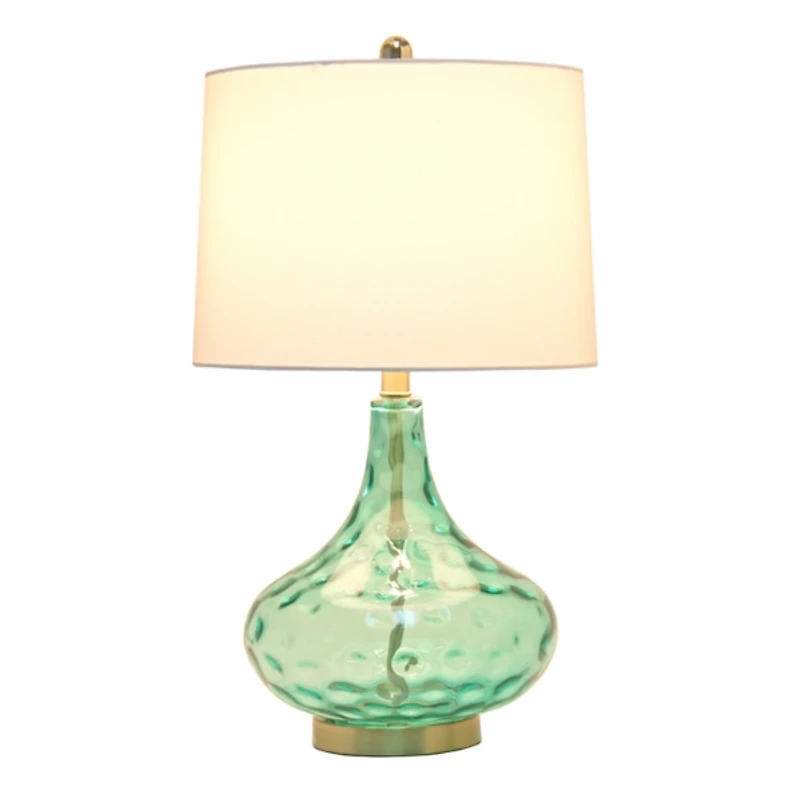 Seafoam Dimpled Glass Teardrop Table Lamp