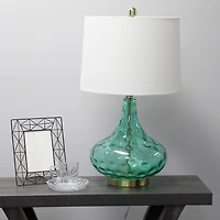 Seafoam Dimpled Glass Teardrop Table Lamp