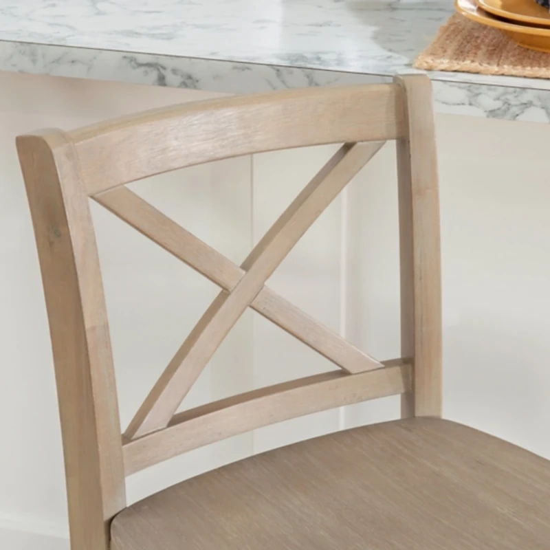 Rustic Natural Graywash X-Back Counter Stool