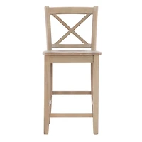 Rustic Natural Graywash X-Back Counter Stool