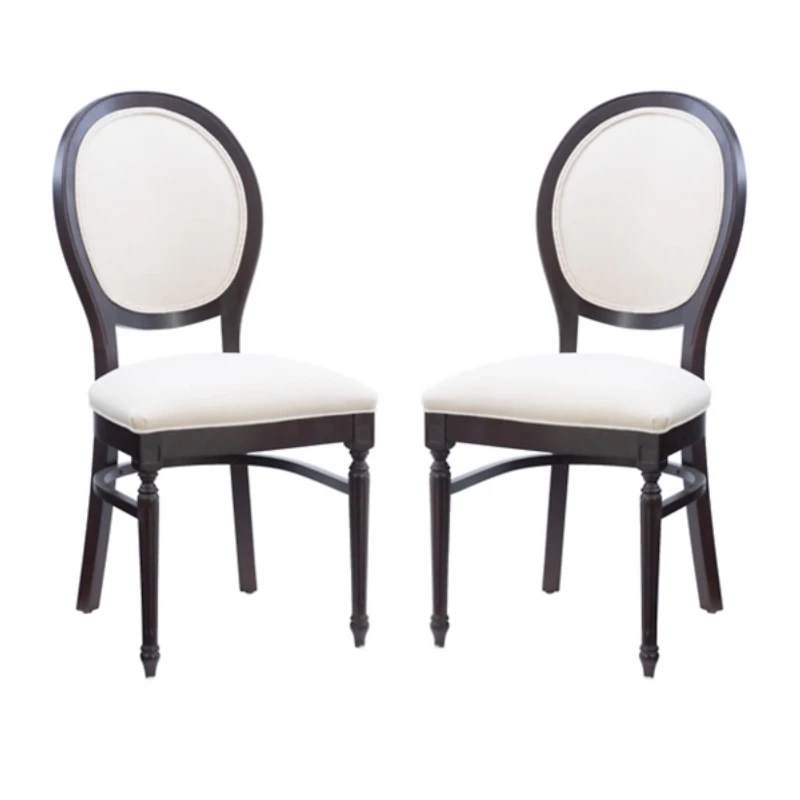 Brown Upholstered Oval Dining Chairs, Set of 2