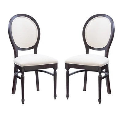 Brown Upholstered Oval Dining Chairs, Set of 2