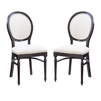 Brown Upholstered Oval Dining Chairs, Set of 2