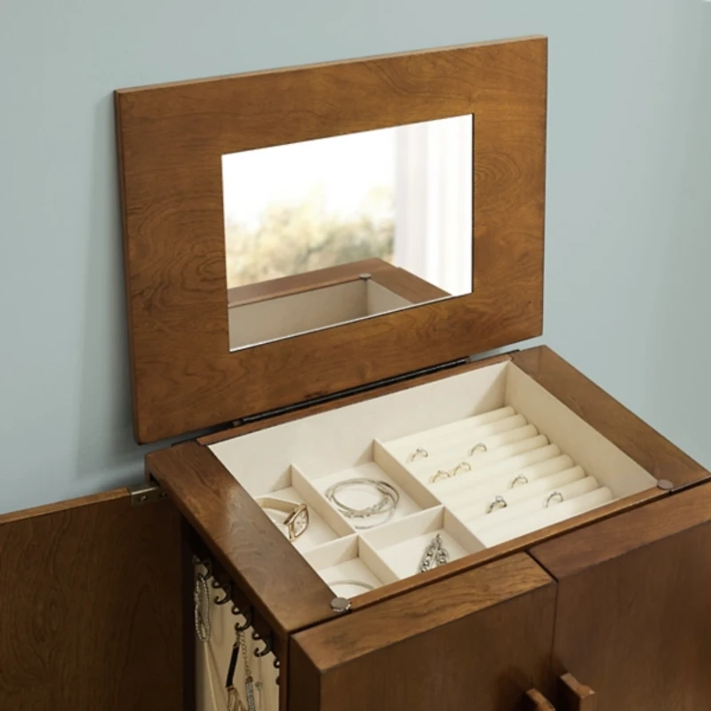 Mid-Century Modern Walnut Jewelry Armoire