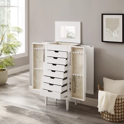 Mid-Century Modern White Jewelry Armoire