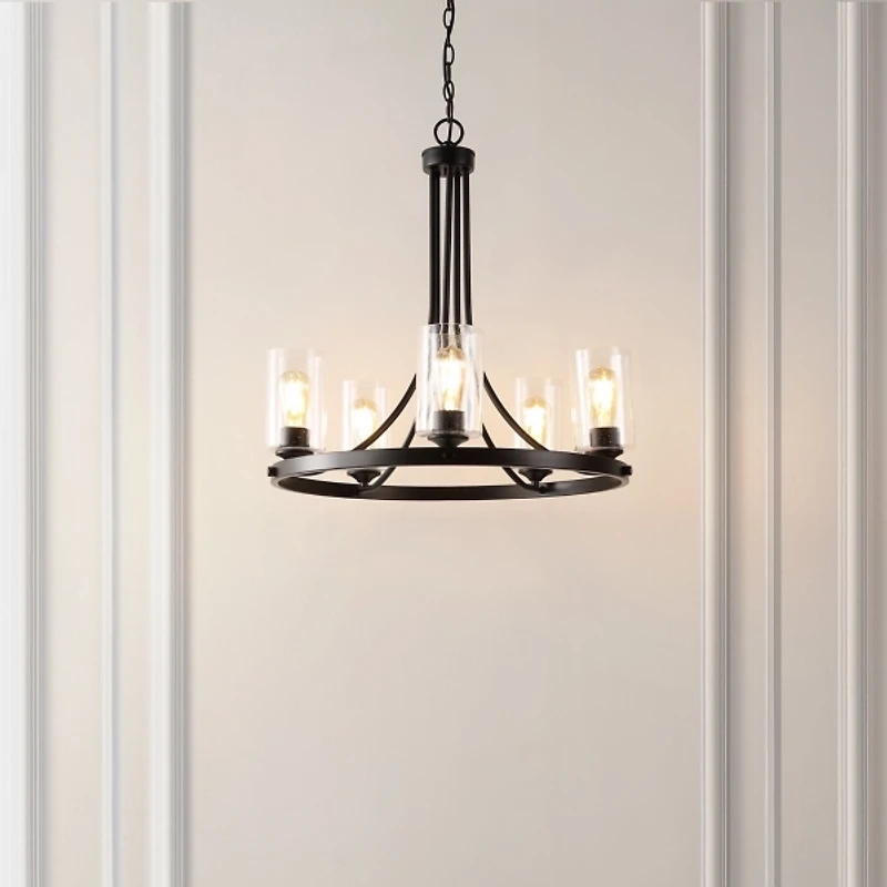 Black Sloped Round Adjustable Chandelier