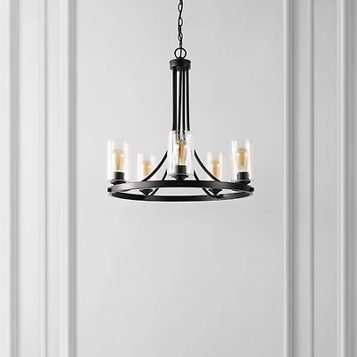 Black Sloped Round Adjustable Chandelier
