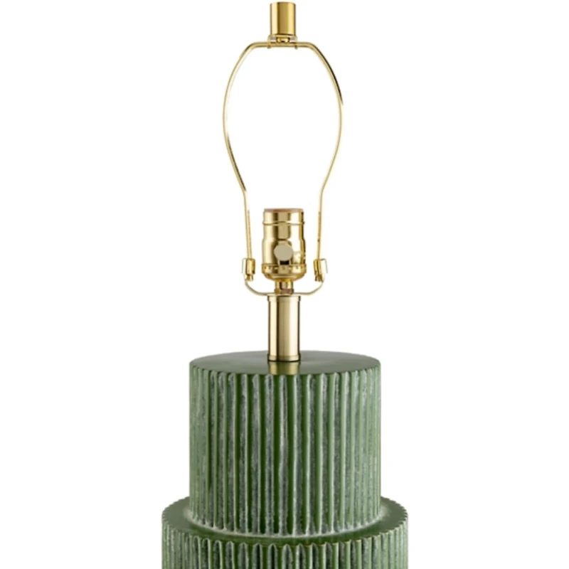 Forest Green Ribbed Table Lamp