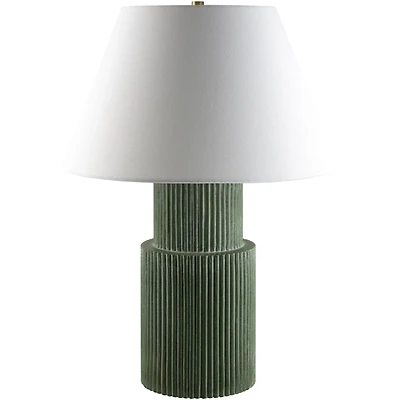 Forest Green Ribbed Table Lamp