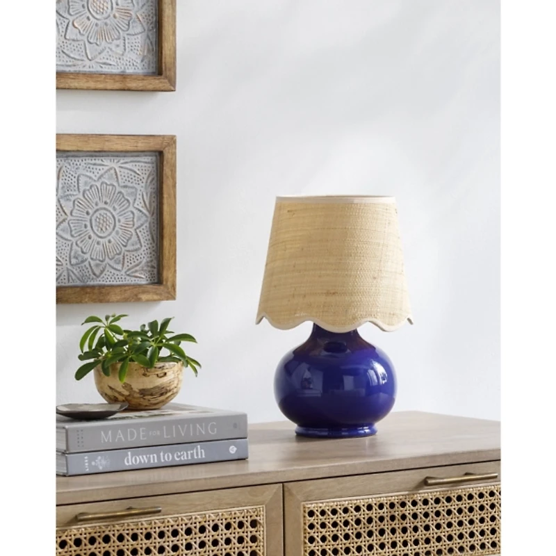 Stella Blue Diminuta Table Lamp with Woven Shade