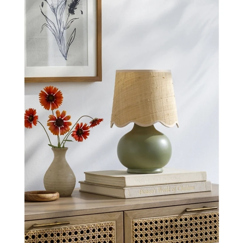 Stella Green Diminuta Table Lamp with Woven Shade