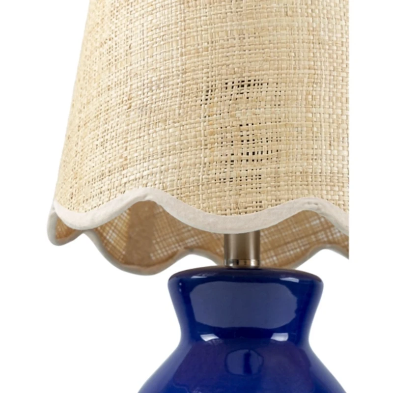 Stella Blue Mini Table Lamp with Woven Shade