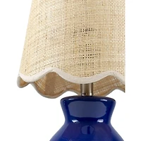 Stella Blue Mini Table Lamp with Woven Shade