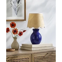 Stella Blue Mini Table Lamp with Woven Shade
