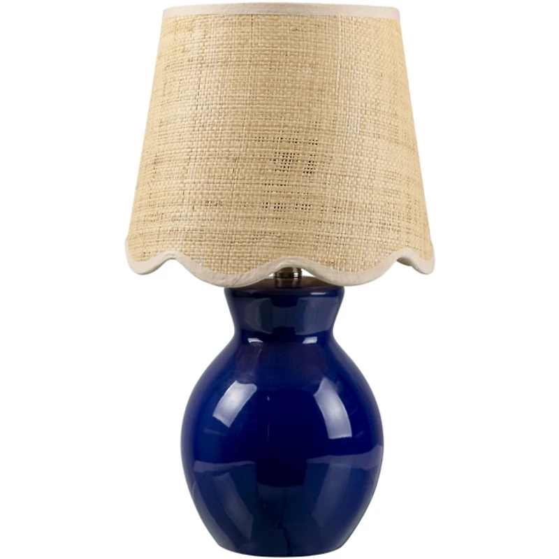 Stella Blue Mini Table Lamp with Woven Shade
