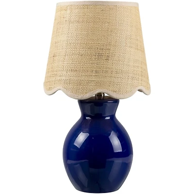 Stella Blue Mini Table Lamp with Woven Shade